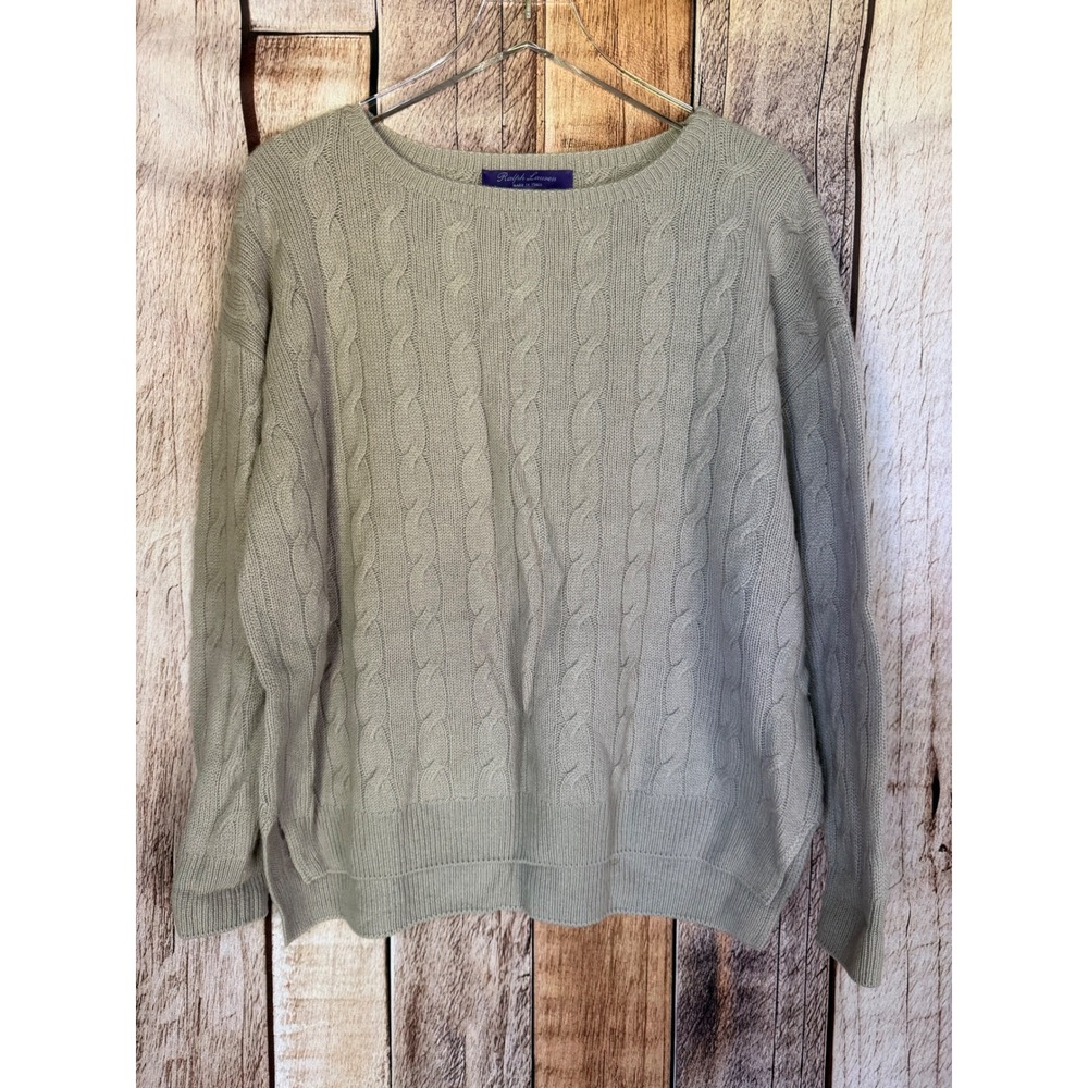 Ralph Lauren Purple Label Cable Knit Cashmere Sweater Neutral Beige Size Medium